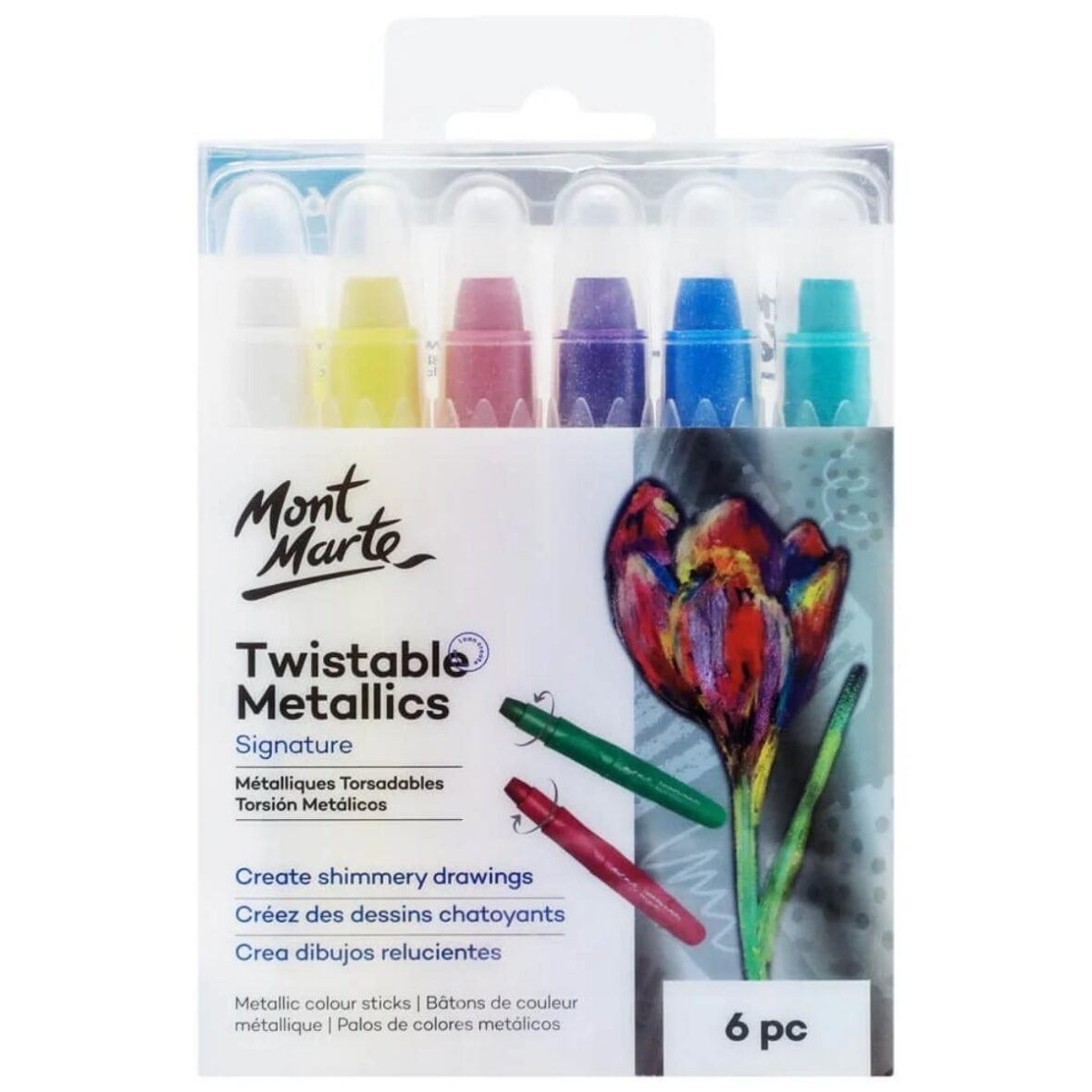 Mont Marte Signature Twistable Colour Sticks – Metallic 6pc